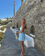 Demetria | Two-Tone Satin Halter Mini Dress