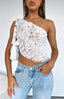 Jolie | One-Shoulder-Spitzenoberteil