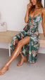 Myla | Vestido Midi de Cetim Floral com Fenda