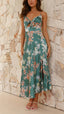 Myla | Vestido Midi de Cetim Floral com Fenda