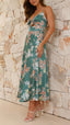 Myla | Vestido Midi de Cetim Floral com Fenda