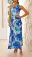 Madison | Geblümtes Plissiertes One-Shoulder-Maxikleid