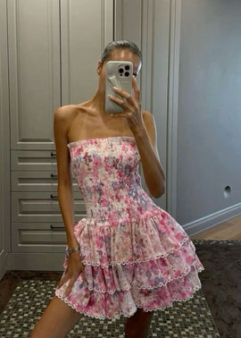 Cecilia | Strapless Blumenkleid