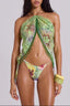 Alisson | Geblümtes Bikini-Set mit Perlen und Neckholder sowie Rock