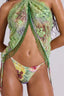 Alisson | Geblümtes Bikini-Set mit Perlen und Neckholder sowie Rock