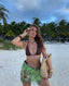 Alisson | Geblümtes Bikini-Set mit Perlen und Neckholder sowie Rock