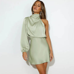 Callie | Vestido de Cetim com Um Ombro Só