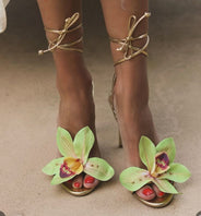 Lailah | Open High-heeled Sandals with Cross Straps
