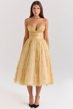 Millie | Vestido Dorado con Corsé